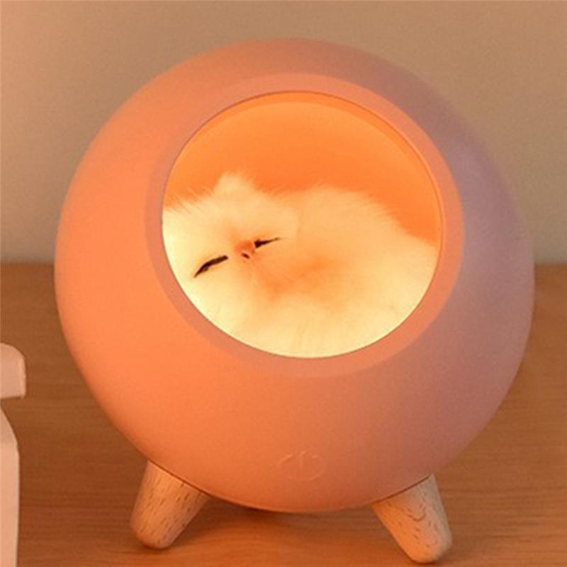 M-Modern-Night Light Touch Atmosphere Lights Cute Little Pet USB Charging Kitten Bed Cat House