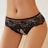 Women's Lace Open Crotch Panties Plus Size Mesh Perspective Underwear Sexy Thongs Crotchless Babydoll Briefs Sex Erotic Lingerie