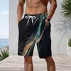 Men s Plus Size Colorful Ink Splash Printed Drawstring Waist Straight Leg Beach Shorts With Side Pockets
