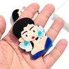 New Cute Girl Figure Acrylic Brooches for Women Blue Spliced Handmade Lady Bag Badges and Pins Jewelry Clothing Accessories Gift