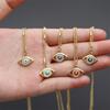 Vintage Devil's Eye Necklace Copper Gold Plated Eyeball Neck Chain  Clothes Accessories