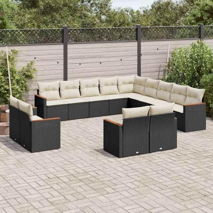VidaXL Garden Lounge Set with Cushions 13 Pcs, Patio Sofas, Patio Furniture Set, Outdoor Furniture, Black 3258927