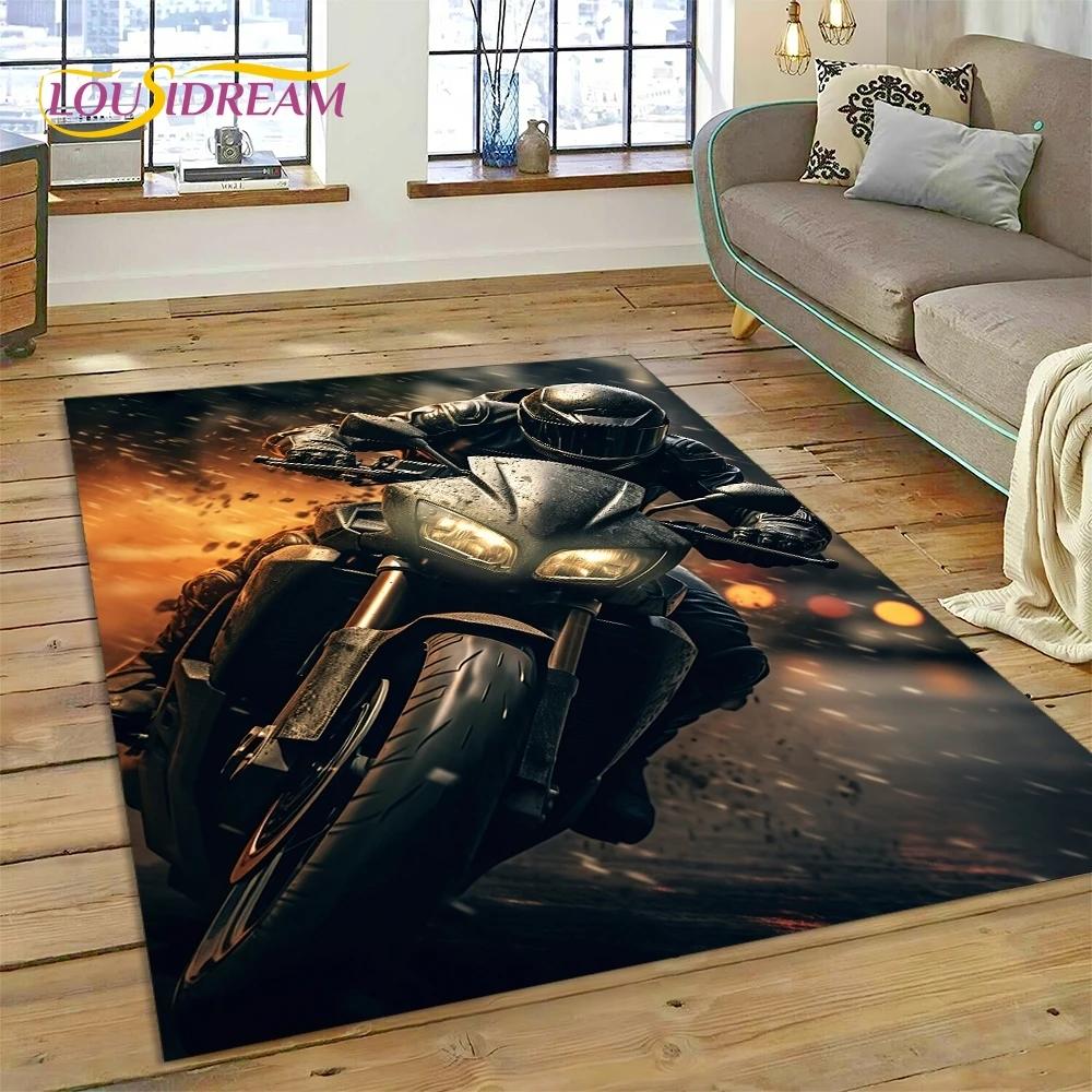 Motocross Modern retro Motorcycle Rug Carpet for Living Room Bedroom Home Decor,Floor Mat Non-slip Decoration for Sofa Doormat