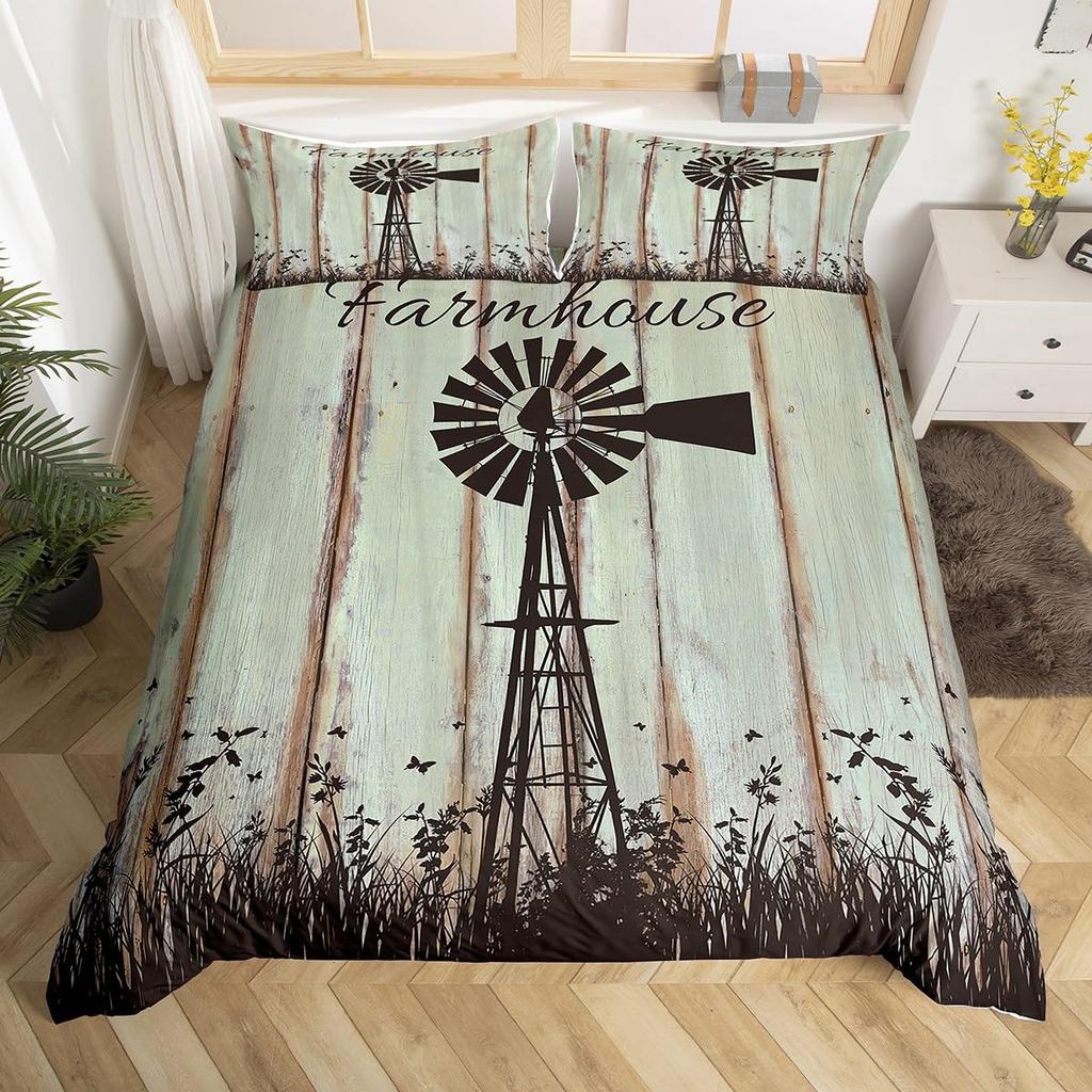 Wooden Board Duvet Cover Sets For Teens Adults Lightweight Quilt Cover With 2 Pillowcases Farmhouse Style Bedding Sets No Quilt