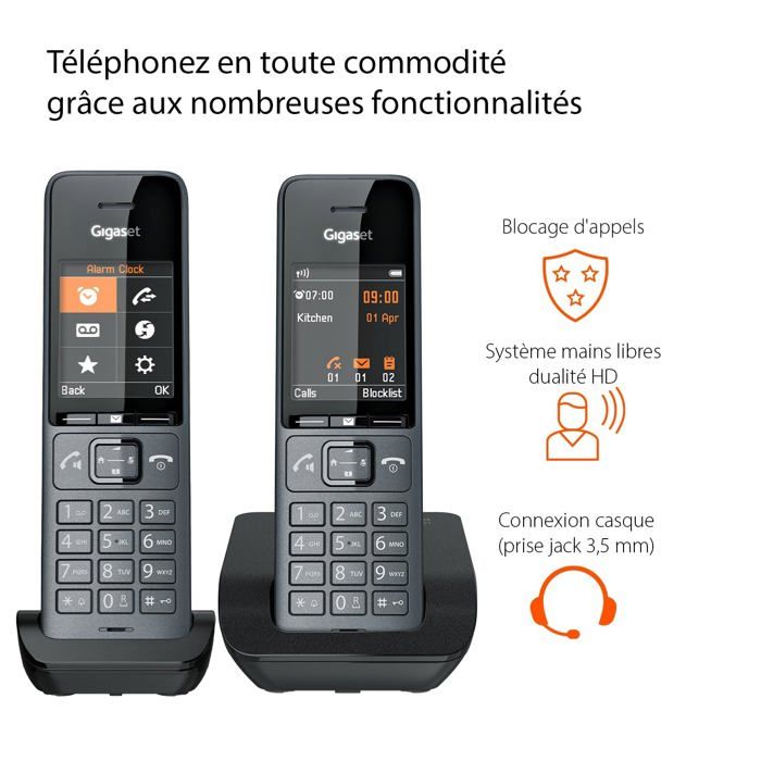 Festnetztelefon - GIGASET - Comfort 520 Duo - 2,2-Zoll-Farbdisplay - 2 Mobilteile - HD Freisprechen