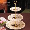 Ceramic Three-Tier Pastry Stand: English-European Style Fruit Bowl, Cake, Candy, and Snack Plate for Afternoon Tea.