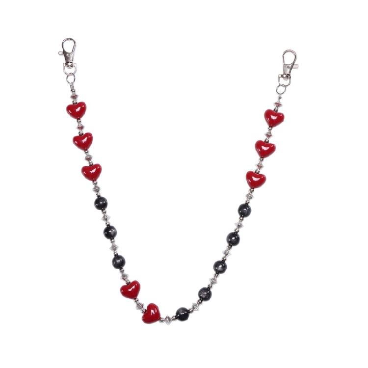 

Metal Red Heart Beaded Pants Chain Waist Accessory MultiPurpose Body Jewelry Trousers Chain Fashion Waist Decoration