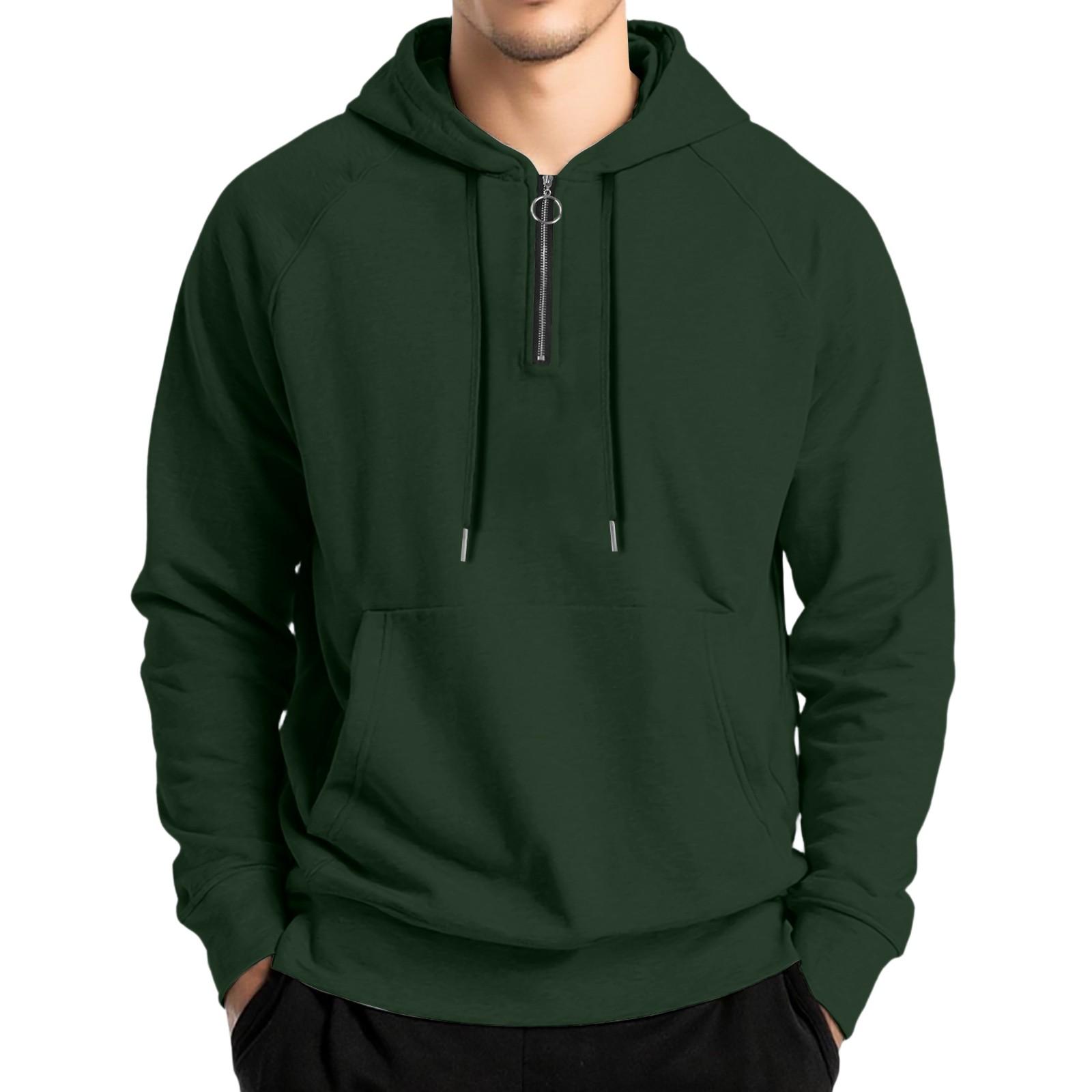 

Мужская флисовая толстовка, повседневная, с длинным рукавом, пуловер, 1/4 молнии L армия зеленый