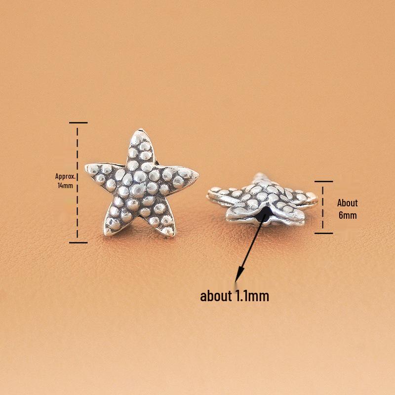 Thai Silver Retro Polka Dot Starfish Beads for Women - DIY Casual Accessories