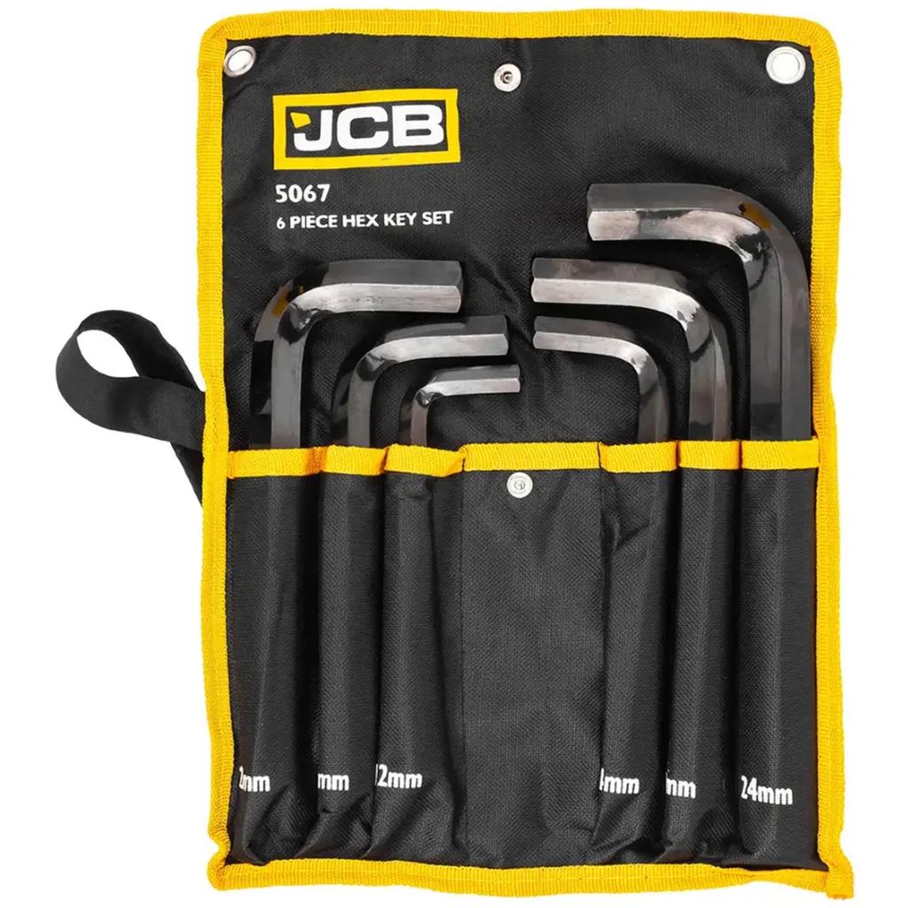 JCB Allen Key Set 6 Pieces On a Sheet 12-24mm Type L Cr-V HEX