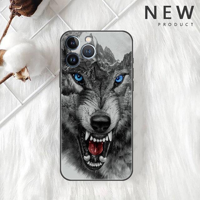 

Чехол с изображением животных, тигра и волка для Apple Iphone 11 13 14 12 Pro Max 7 8 Xr X 6 5 5S Se 2022 13promax, черный силиконовый чехол для телефона iPhone X XS