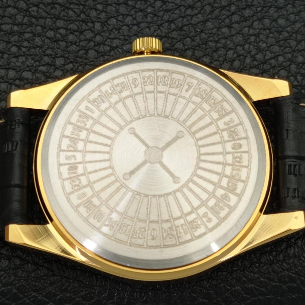 HAND-WINDING VINTAGE SWISS MENS POKER FACE YELLOW COLOR DIAL WATCH A701177-5 R205b-a701177