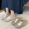 Thick-bottomed Woven Hollow Bag Head Cool Slippers Women's 2025 New Comfortable and Breathable One-pedal Beach Roman Slippers