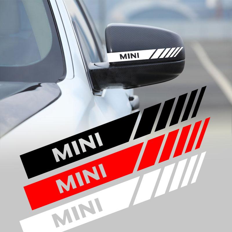 2Pcs Car Stripe Stickers Rearview Mirror Reflective Vinyl Decals Decoration For BMW Mini Cooper F54 F55 F56 R56 R60 SONE Roadster Clubman Coupe