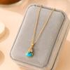 Turquoise Gourd Choker Necklace Micro Set with Zirconia, Unique Exquisite Versatile Pendant