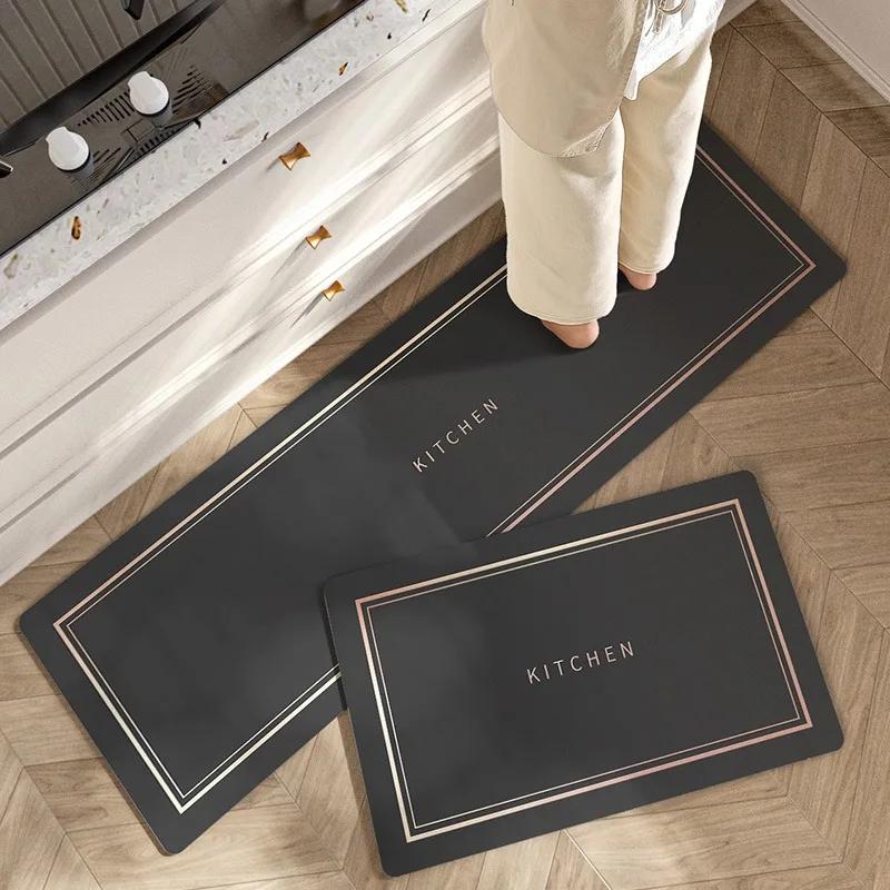 Leather Kitchen Carpet Set Waterproof Non-slip Strip Floor Mat Modern Simple Style High Quality Easy Clean Floor Decorative Rugs