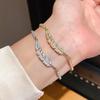 Zircon Feather Charm Hand Chain With Adjustable Fit For Casual Office Wear