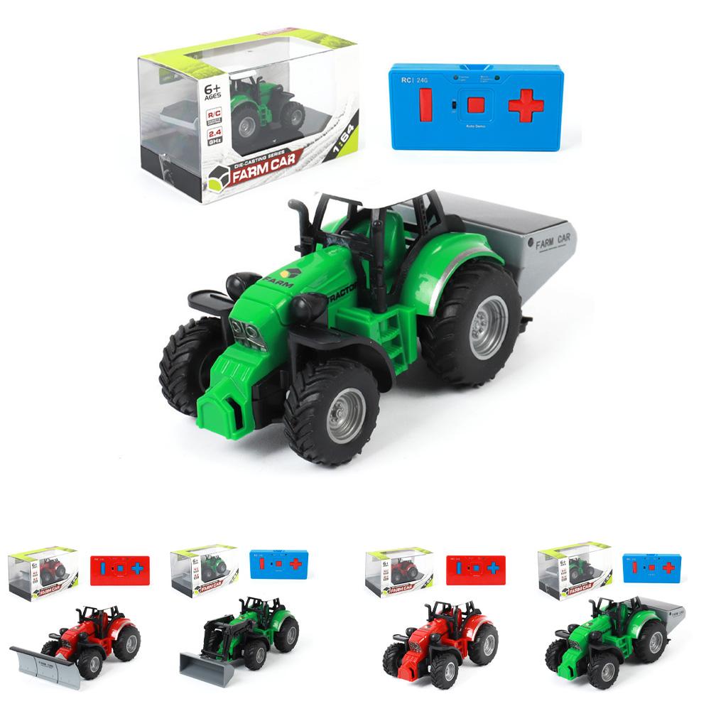 2.4G RC Farm Car 1:64 Scale Die-Casting Farm Tractors With Lights 5-Channel Remote Control Tractor Model Toys For Kids