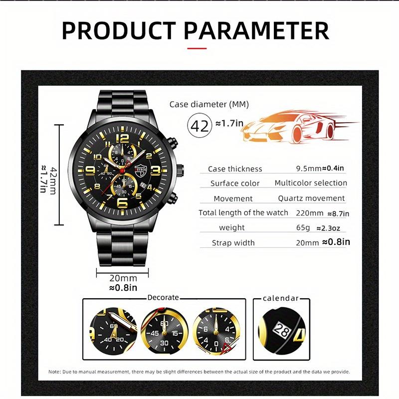 Modische Herren-Sportuhren für Männer, Luxus-Quarz-Armbanduhr aus Edelstahl, Kalender, leuchtende Uhr, Mann, Business, Freizeituhr