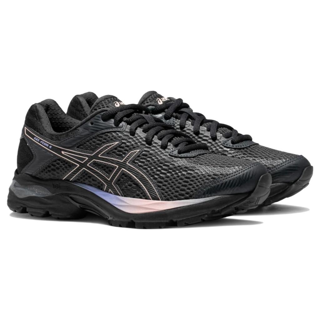 Asics Gel-Flux 4 Bequemes Mesh Synthetisches Leder Langlebig Atmungsaktiv Low-Top Freizeit Laufschuhe Damen Sneaker Schwarz 1012A523-004