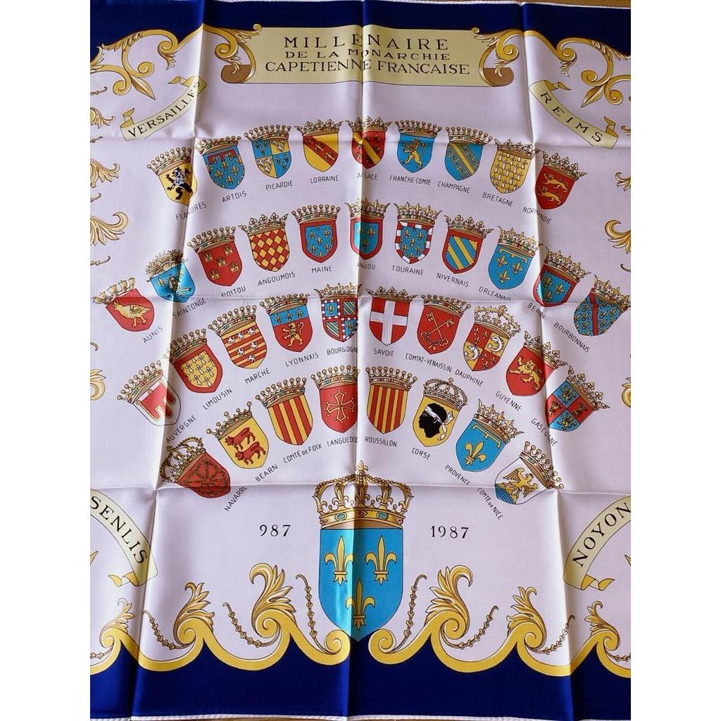 Used [Philippe ledoux] Hermes/Carre Designer Vintage Large Scarf 100% Silk Made in France