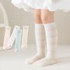 Kids Girls Thin Mesh Socks Summer Solid Ruffle Children's Hollow Breathable Mid Tube Sock Sweet Bow Princess Straight Stockings