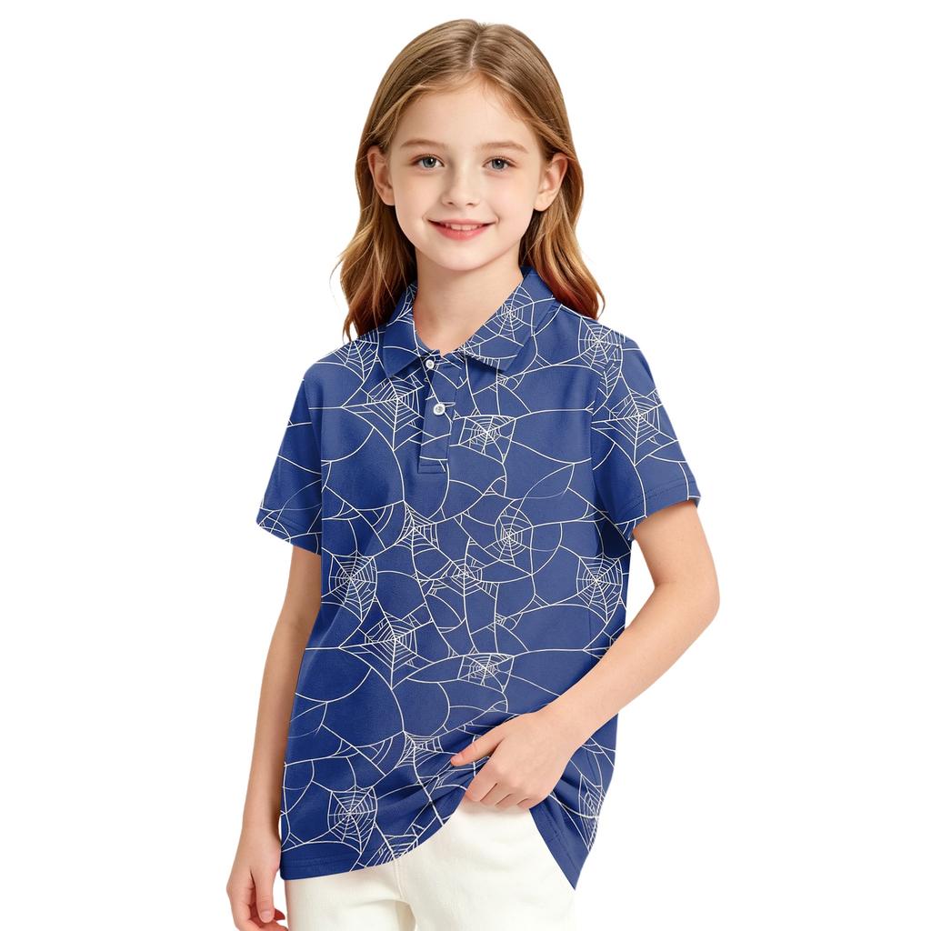 Girls' School Uniform Shirt with Halloween Print—Casual Formal T-Shirt
