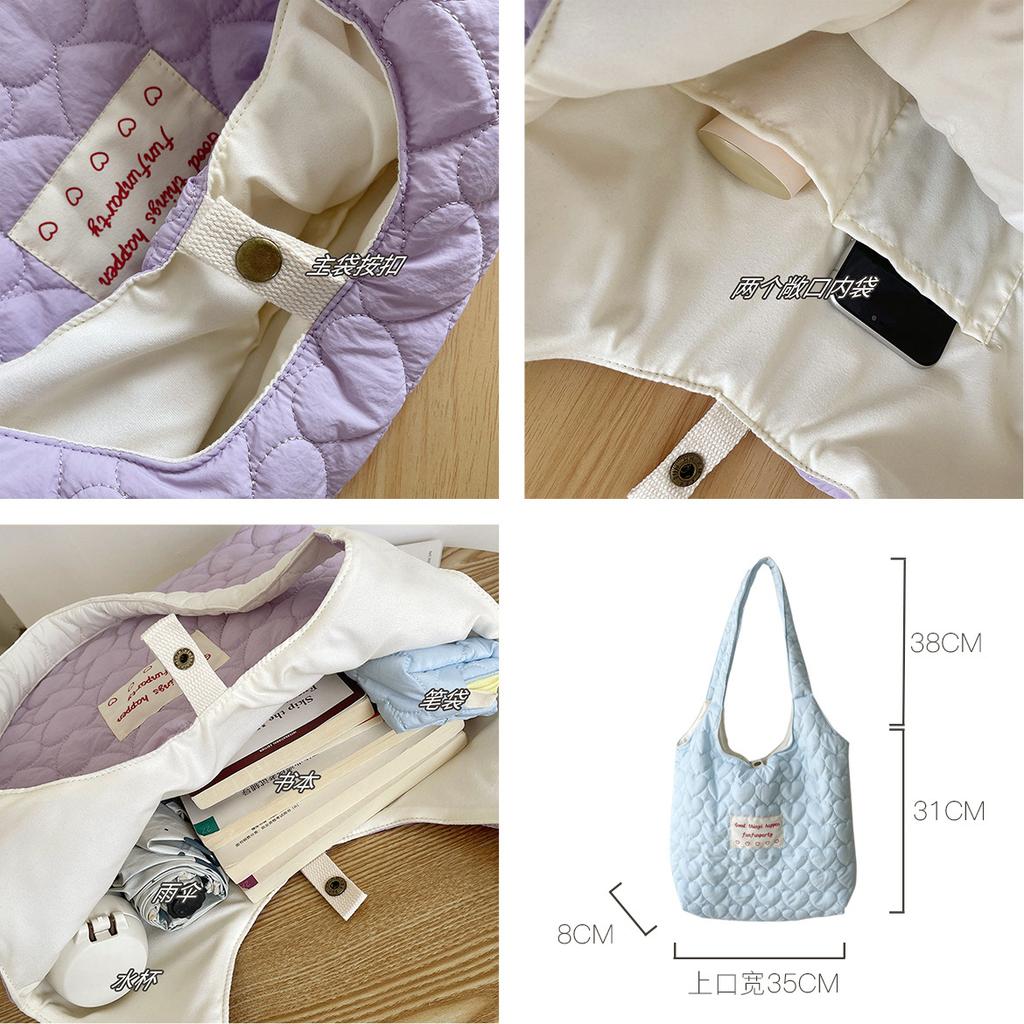 Love Quilting Padded Women's Shoulder Bag Contrast Color Female Vest Shopping Bags Large Capacity Girls Book Tote Handbags