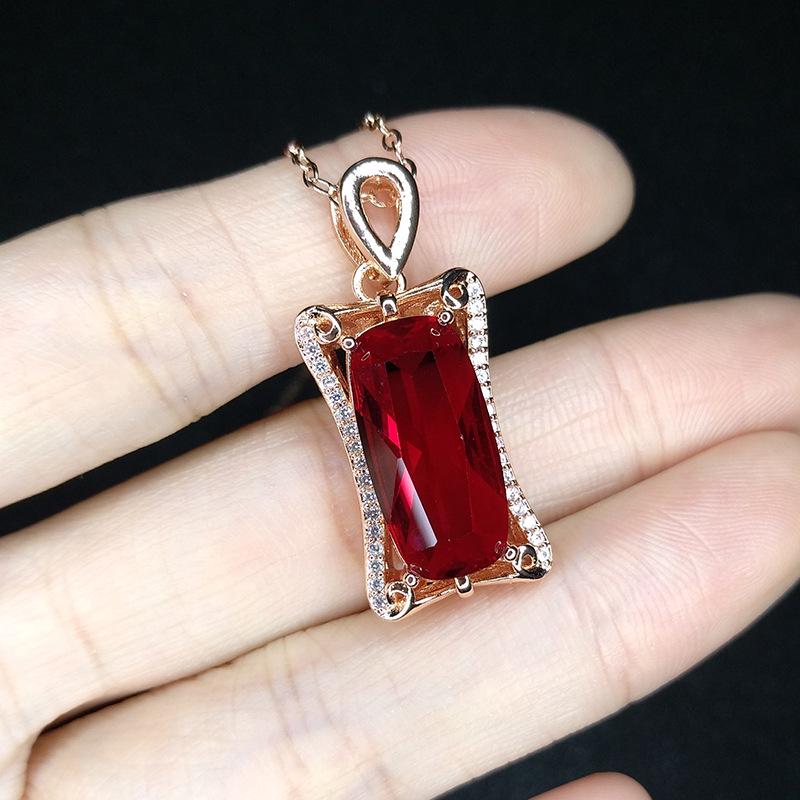 Luxury Tourmaline Pendant Necklace with Pigeon Blood Red and Sapphire Accents