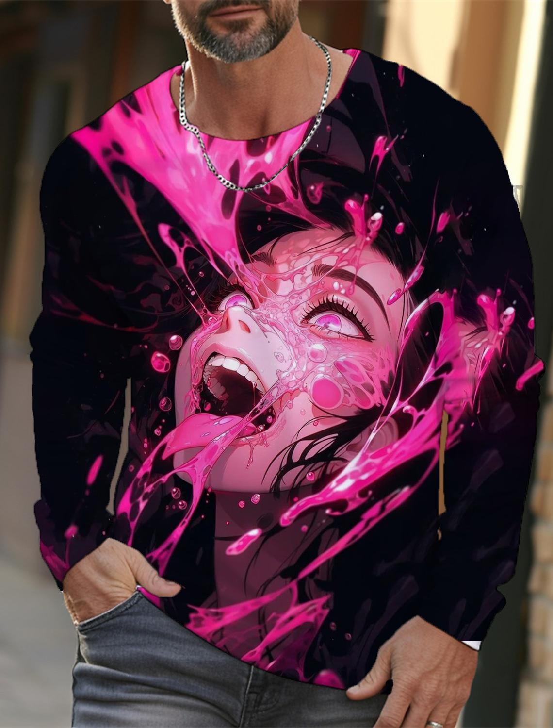 

Men s Long-sleeved T-shirt 3D Printing Animation HD Pattern Printing Men s Long-sleeved T-shirt Autumn Tops Casual T-shirt S