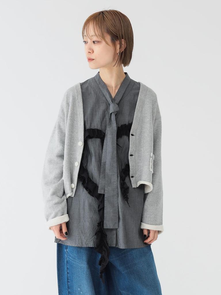 Beams Boy Maturely Cut-Off Jersey Cardigan, Women's, Gray Free