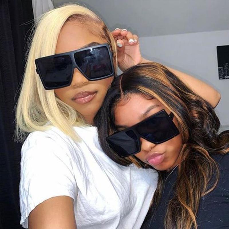 Designer Retro Premium Extra Large Square Shaped Sunglasses Women Timeless Popular Large Frame Sunglasses Black Stt Eyewear UV 400 Protection
