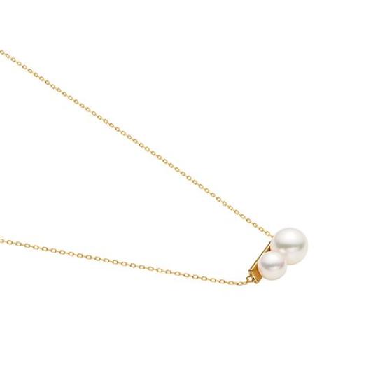 Colar K10 Ouro Amarelo Pérola Akoya DOIS LADOS AJVN143645PA [Vendome Aoyama] [Oficial]