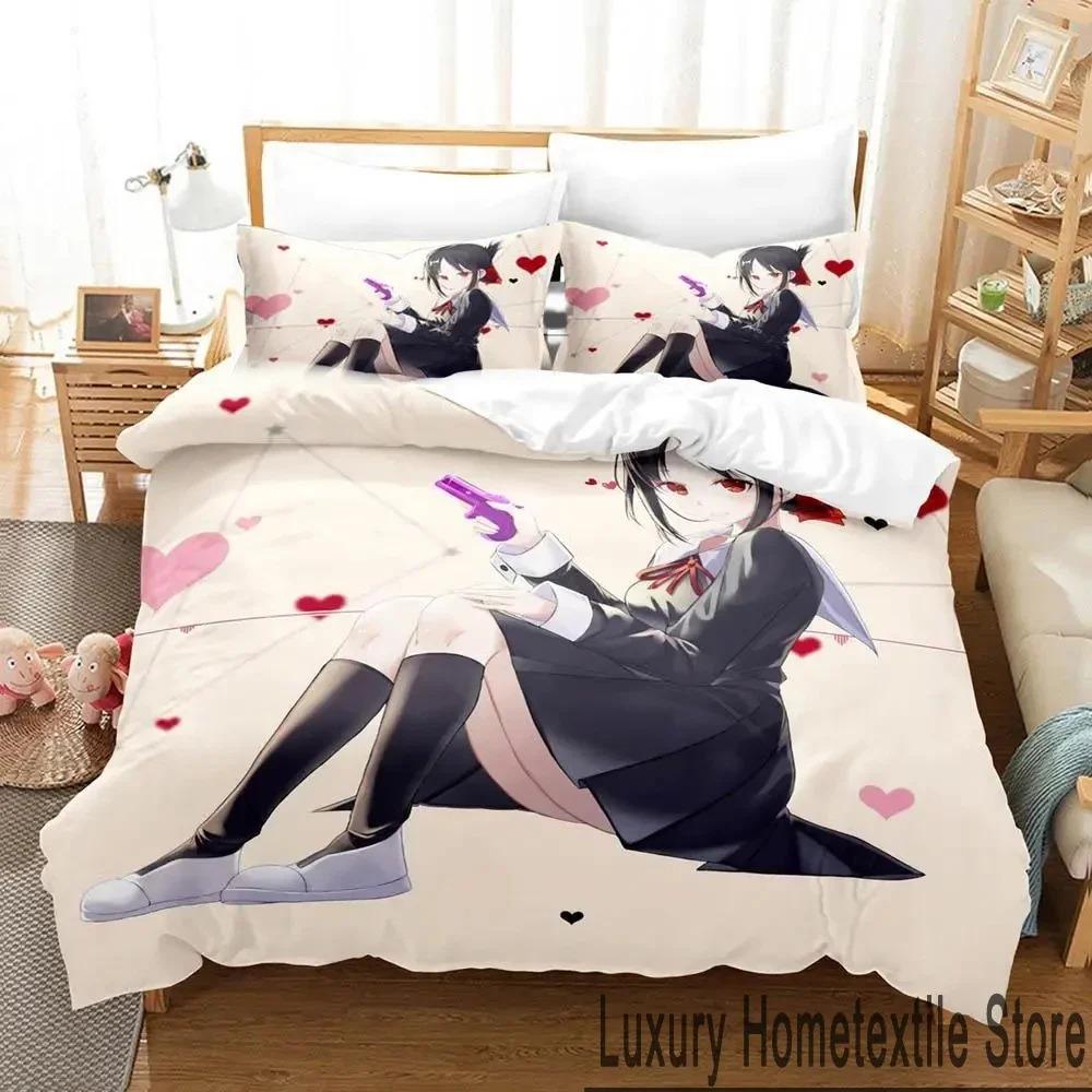 Anime Kaguya-sama Love Is War Bedding Set Duvet Cover Bed Set Quilt Cover Pillowcase Comforter King Queen Size Boys Adult