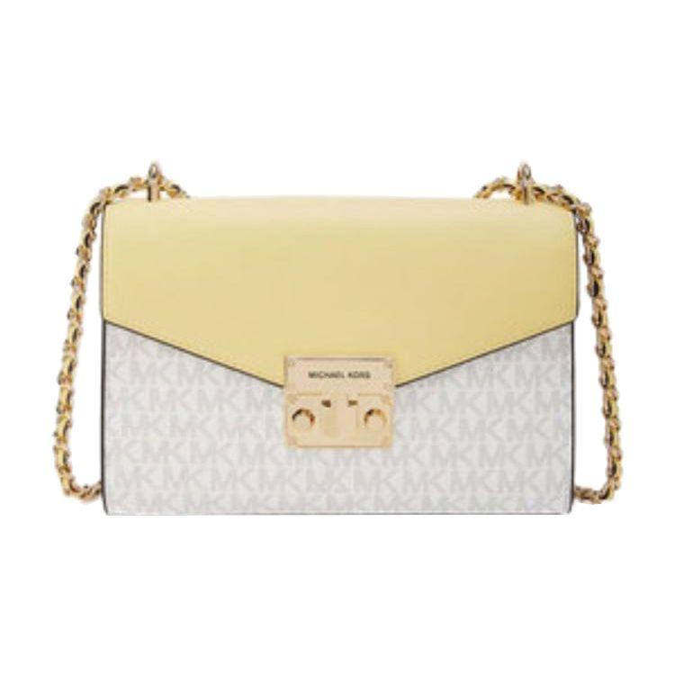 

Michael Kors MK Rose Monogram Chain Envelope Shoulder Bag Women shoulder bag White Light-Yellow 35T0GXOL2B Basic Set (Bag+Dust Bag)