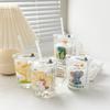 Kids Straw Cup With Lid And Handle Cute Glass Tumbler Baby Feeding Water Bottle Cartoon Glass Cup For Kids Drinkw