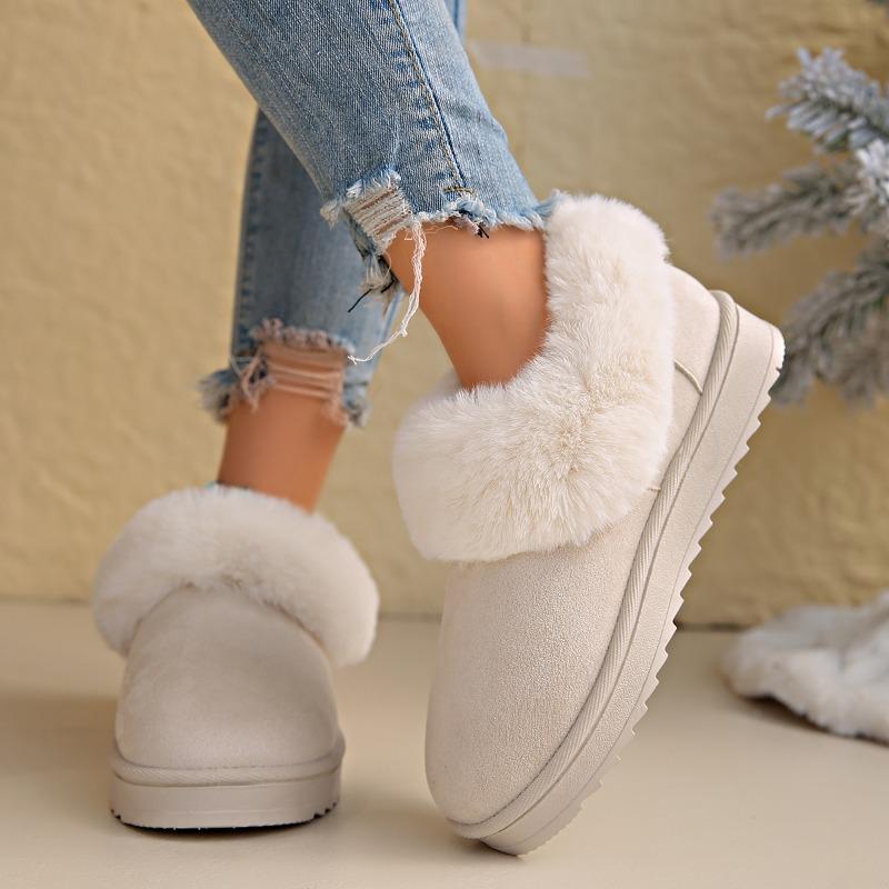 Móda 2025 Plyšové Teplé a Pohodlné Protiskluzové Bačkory Dámské Zimní Polstrované Plyšové Kulaté Muffinové Dno Volnočasové Sněhule.