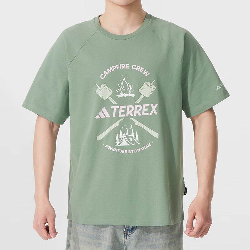 Adidas Terrex Ss25 Logo Letter Crew Neck Raglan Short Sleeve T-Shirt Men T-Shirt Green JI8316