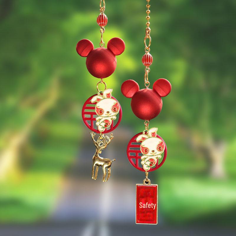 New Year Zodiac Mickey Rearview Mirror Pendant - Cute Cartoon Design for Safe Journeys