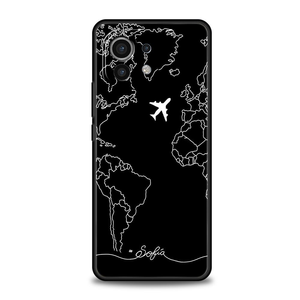 Fashion Planes World Map Travel Phone Case For Xiaomi Mi 15 14 Pro 13 Lite 10T 1 1T 12 13T 14T Poco X6 X5 X4 X3 NFC F3 F4 Cover