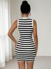 Summer 2026 Black & White Striped Sleeveless Knit Dress - European & American Women's Fashion Bestseller