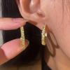 Huitan Fashion Women's Earrings Gold Color Hoops with Cubic Zirconia Simple Stylish Female Metal Earrings Statement Jewelry
