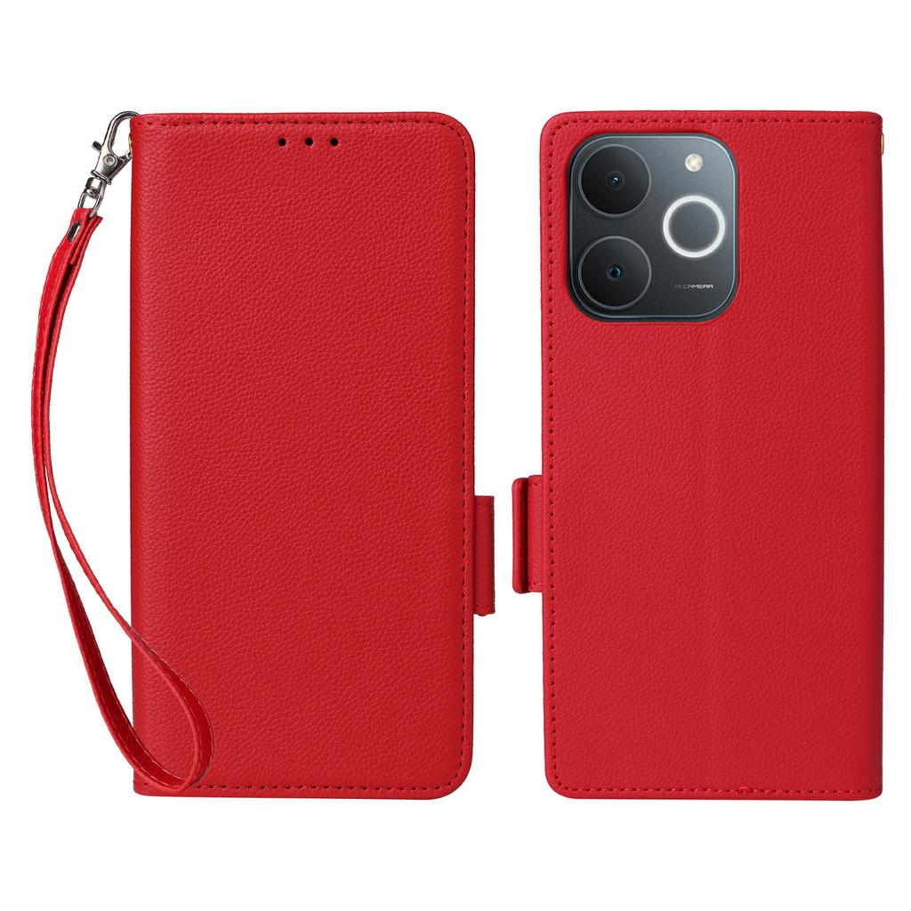 Husă din piele pentru Realme Note 70T 4G/Note 70 4G/Narzo 80 Lite 4G/Realme C71 4G (India) Husă tip portofel cu textură de litchi pentru telefon, cu curea de mână