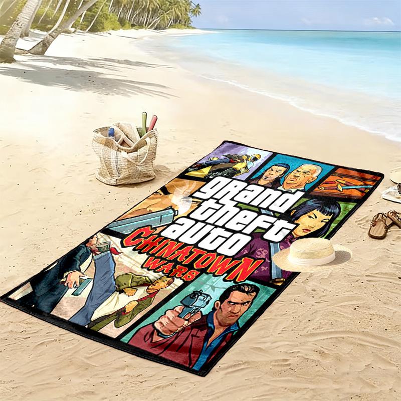 Urban Chaos Crime beach towel beach Outdoor camping swim Absorbent bath towel Outdoor pool towel Outdoor picnic beach mat beach printing Comfort