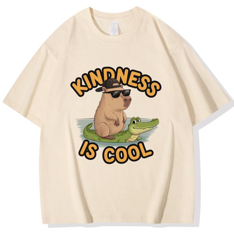 Funny Capybara Printed T Shirt Men Women Vintage Summer Short Sleeve T-shirt 90s Gothic Tshirt Casual EU Size Tees Tops Clothes