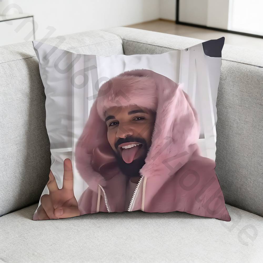 Rapper DDrake Pillow Case Square DoubleSided Printing Short Plush Sofa Cushion Cover Bedroom Bedside Pillow
