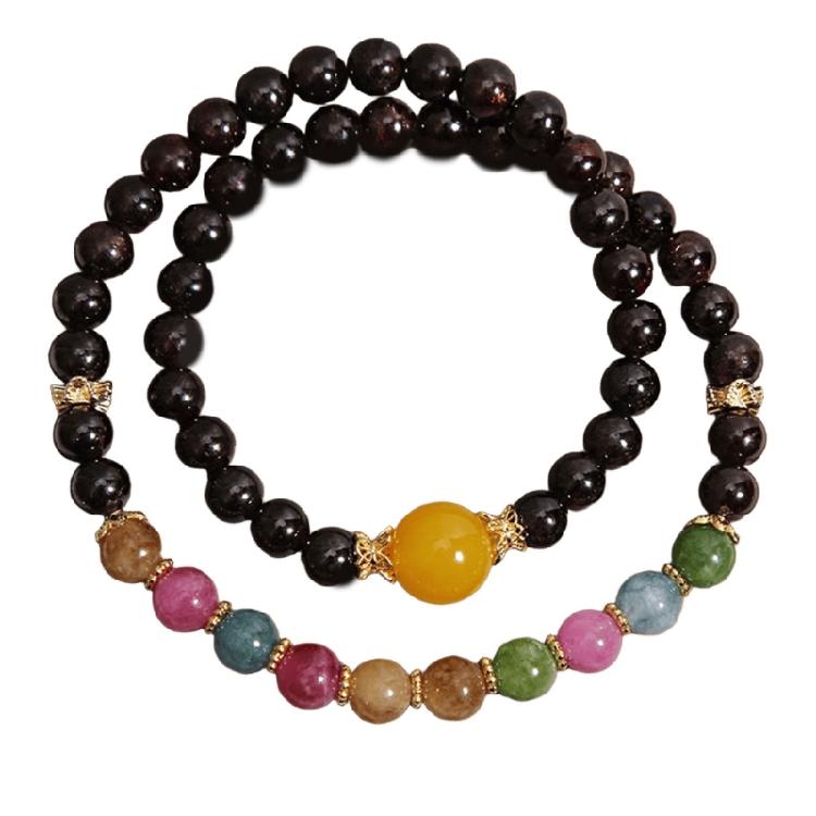

Natural Garnets Bracelet Double Loop Stackable Design For Enhanced Wrist Appeal Casual Formal Outfits 1