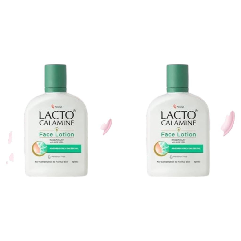 Lacto Calamine Face Lotion Kaolin Clay & Aloe Vera 120 ml x Pack Of 2 Daily Moisturizer For Combination To Normal Skin Oil Balance Care