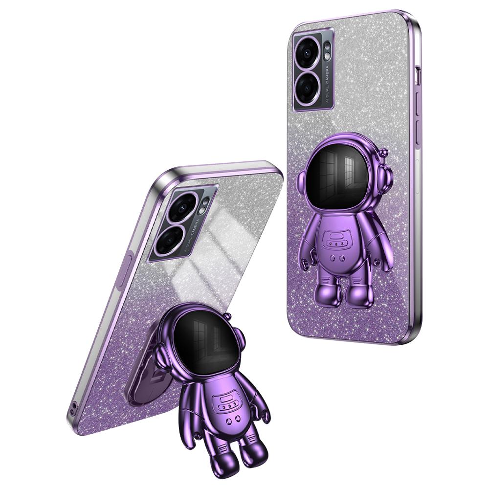 

For Oppo A57 (2022) 5G/A77 5G/Realme Q5i/Realme V23 5G Astronaut Kickstand PC+TPU Phone Case Purple