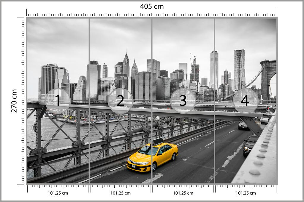 Photomural Taxi Crossing Brooklyn Bridge Non-Woven 405x270
